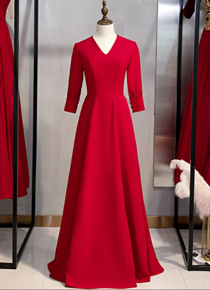 green emerald velvet dress Plus Size Mother of The Bride A-Line Floor-Length Dress with V-Neck and Half Sleeves main image 1