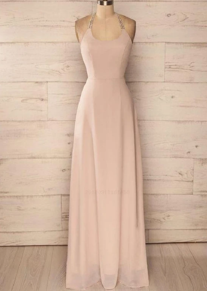 Custom Made Morden Prom Dresses Simple Halter Chiffon Simple Long Prom ...