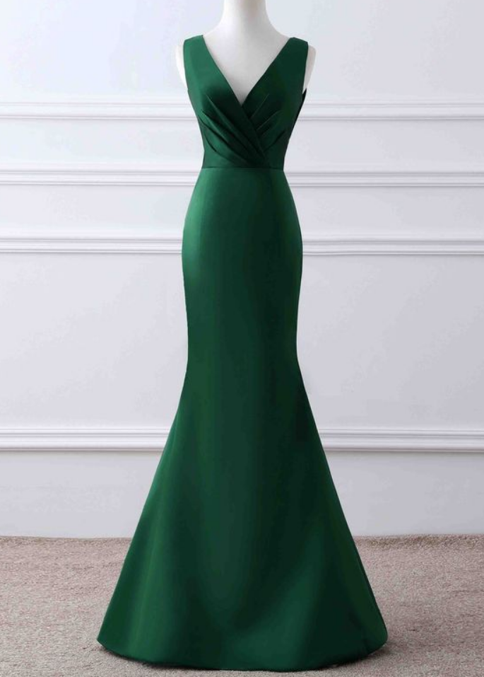 Satin V-neck Mermaid ,unique Design Evening Dress,custom Made , Fashion
