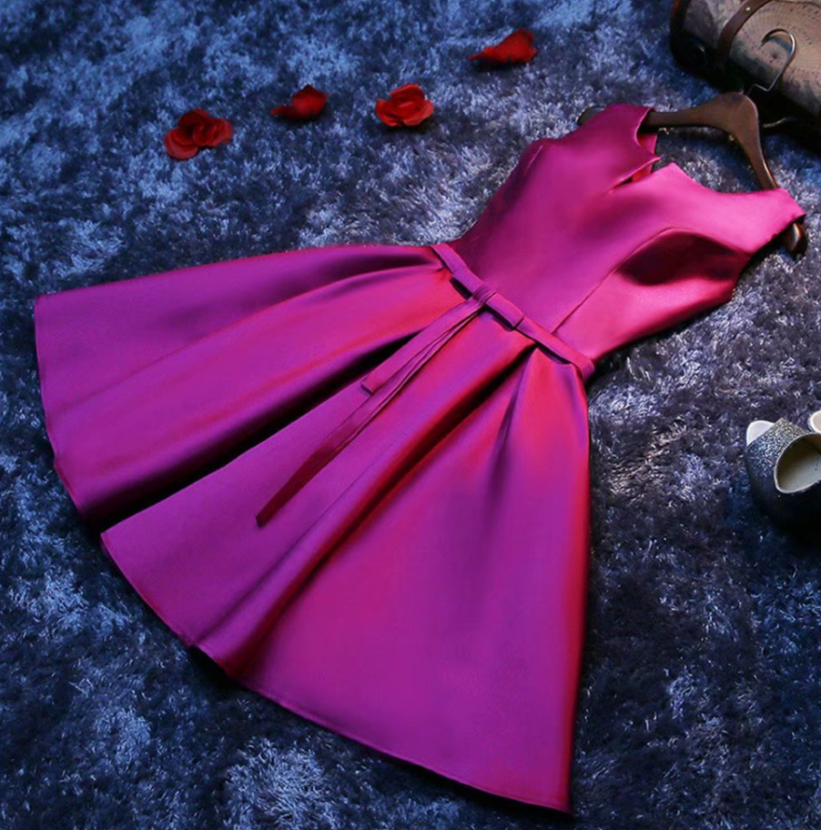 Sexy Ball Gown Fuschia Short Homecoming V Neck Mini Prom Dress Evening Cocktail Gown Bridesmaid Formal Dresses