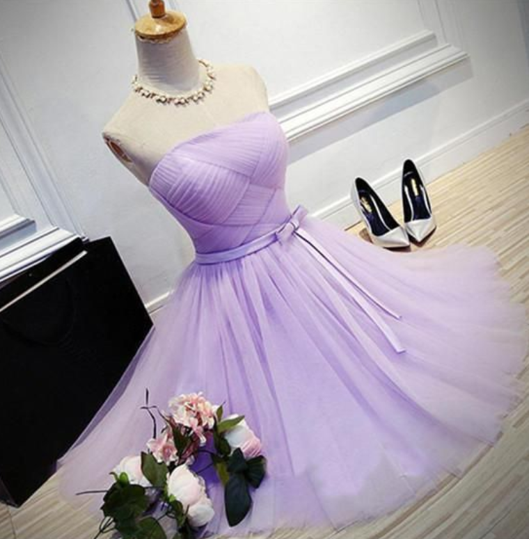Lovely Tulle Short Homecoming Dress, Scoop Simple Cute Homecoming Dress