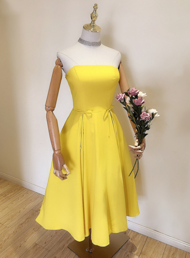 Cute Yellow Bridesmaid Dress, Short Prom Dress, Homecoming Dress