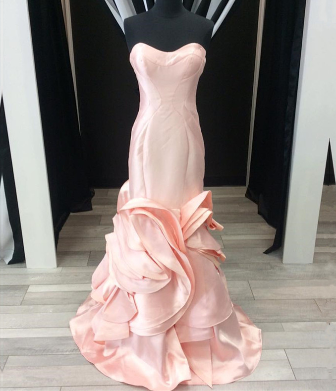 Pink Mermaid Dress,mermaid Evening Dress,ruffles Prom Dress,sexy Prom Dress,mermaid Prom Dresses