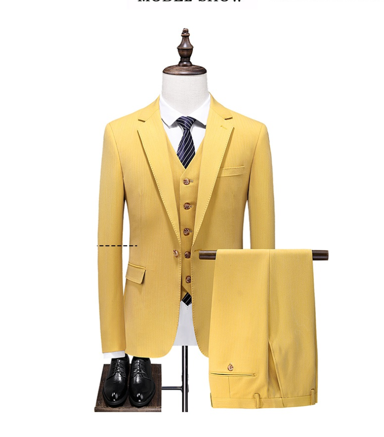 Newest Design Bright Yellow Groom Wedding Suits For Men 2022 Fashion Slim Fit Formal Suit Male Three Piece Prom Party Wear