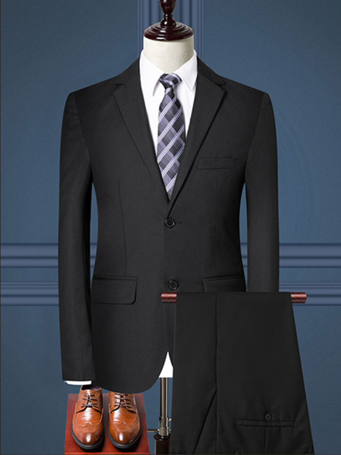 Formal Business Office Men Suit Slim Fit Two Pcs Set Wedding Male Dress Tuxedo Single-Breasted Masculine Jacket+Pants Plus Size