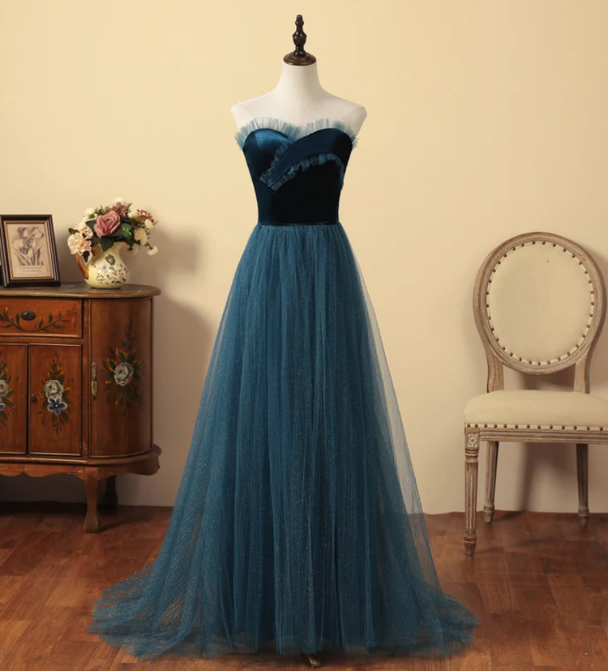 Prom Dresses,peacock Blue Prom Dress Sleeveless Bridal Dress Sweetheart Neckline Party Gown Low Back Wedding Dress Sparkling Tulle A-line Prom