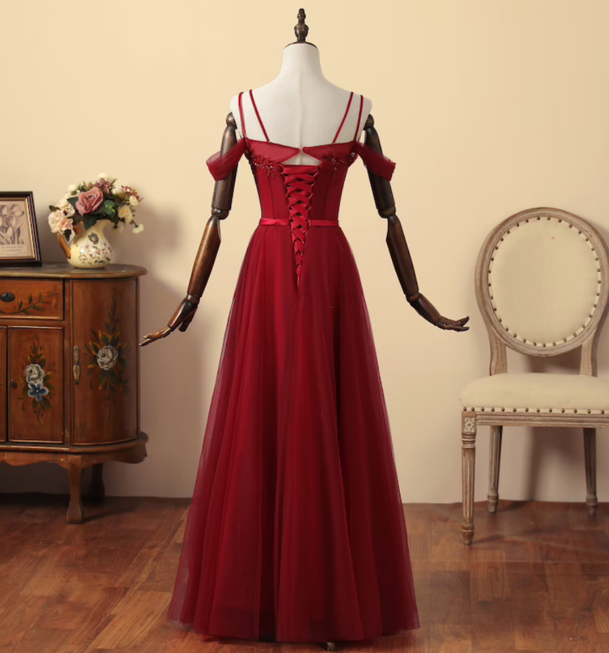 Prom Dresses,spaghetti Straps Wedding Dress Tulle Wedding Dress Prom Dress Lace Up Back Bridal