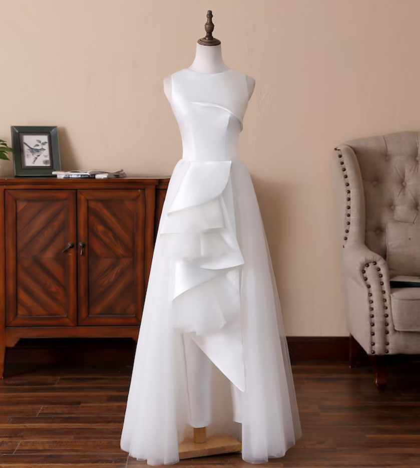 Prom Dresses,asymmetrical Prom Dress Pleated Wedding Dress 222 Fashion Bridal Dress Jewel Neckline Evening Party Dress Vintage Formal Dress