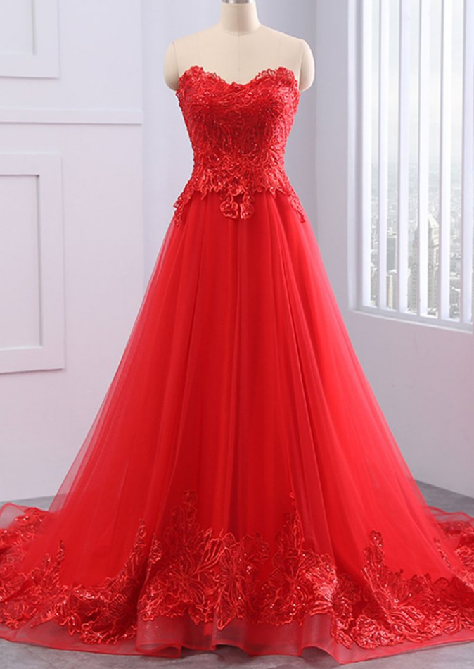Prom Dresses,lace Party Dress Tulle Long Prom Dress, Strapless Evening Dress