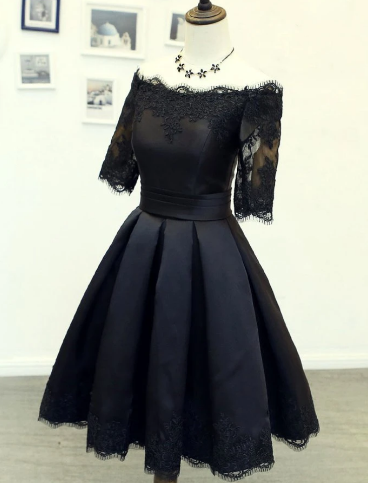 Homecoming Dresses,black Lace Short Prom Dress, Black Homecoming Dress, Bridesmaid Dress