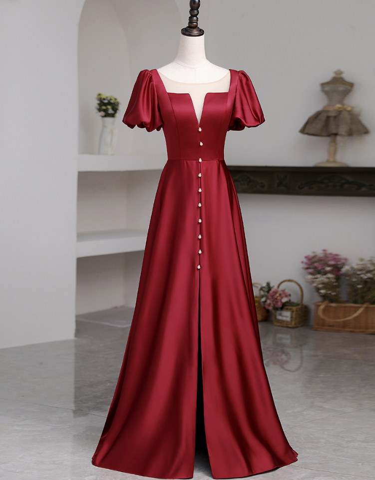 premium evening dresses Long Lace Short Sleeve Formal Black Evening Dress main image 1