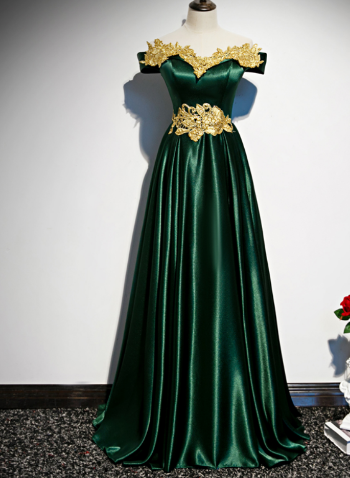 Prom Dresses,evening Gown, Canoe Neckline, Aline, Shoulder Length