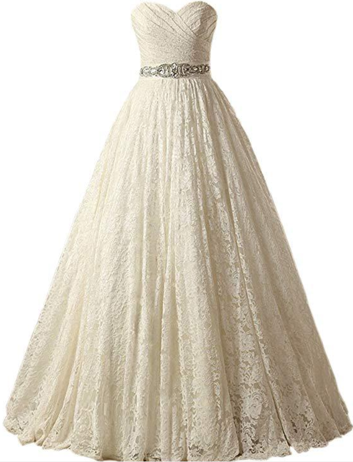Wedding Dresses,prom Dress Lace Tube Top Princess Wedding Dress Belt Beaded Bridal Evening Dress