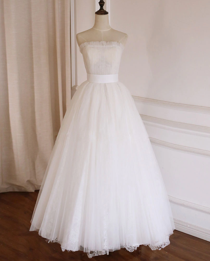 Prom Dresses,simple Lace Tea Length Prom Dress, Tulle Lace Bridesmaid Dress