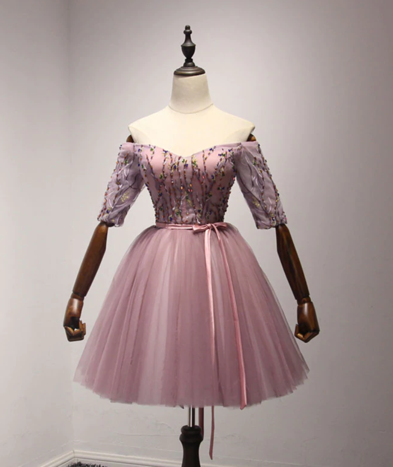 Homecoming Dresses, Tulle Lace Short Prom Dress, Homecoming Dress