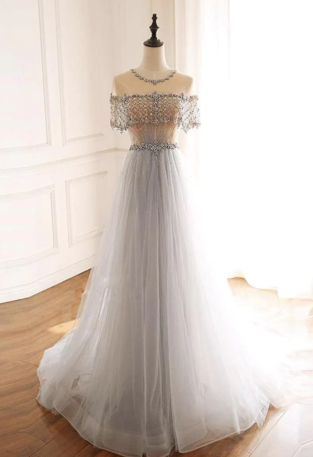 Prom Dresses,tulle Beads Long Prom Dress Evening Dress