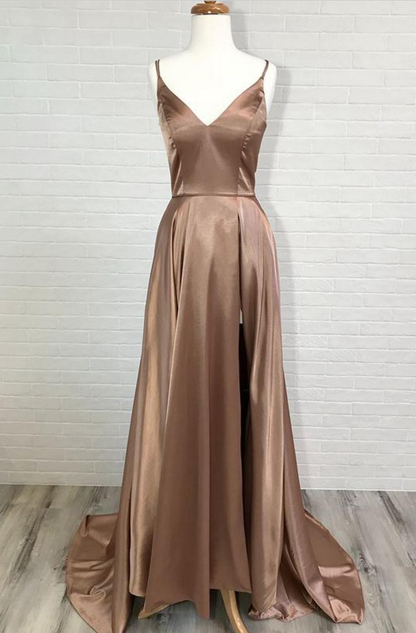 Prom Dresses,Simple Long Prom Dresses with Slit,Party Dress, Dance Dress