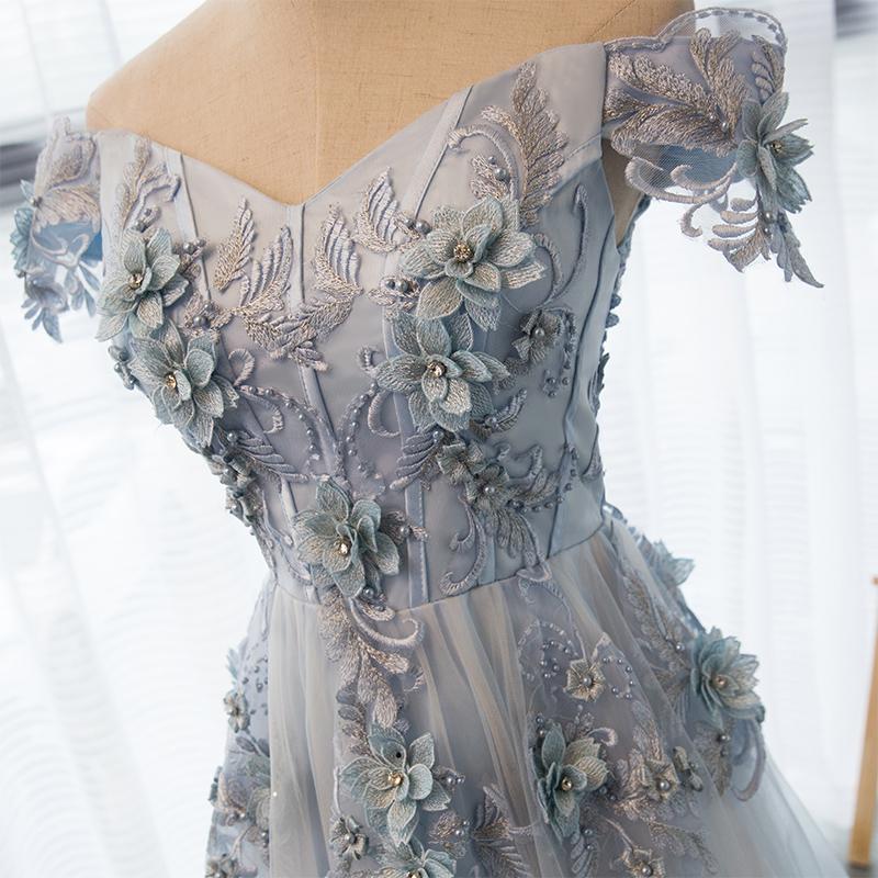 Cute Lace Short A-Line Prom Dresses, Off the Shoulder Party Dresses
