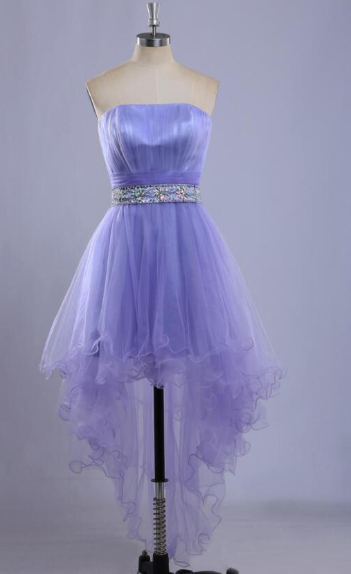 Tulle High Low Beaded Teen Party Dress, Short Prom Dress Homecoming Dress