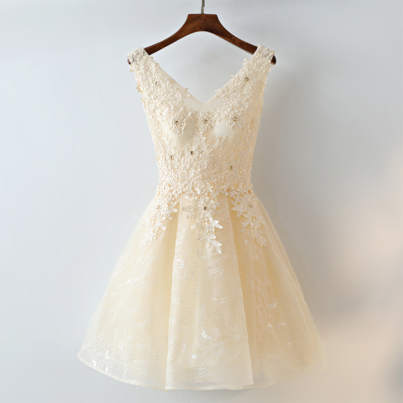 Adorable Short Lace V-neckline Homecoming Dress, Short Prom Dress