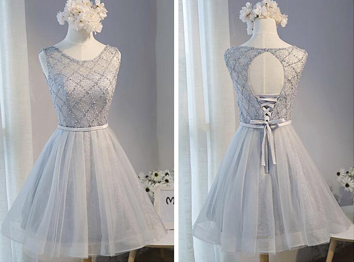 Lovely Short Beaded Homecoming Dresses, Cute Party Dress, Cute Formal Dresses