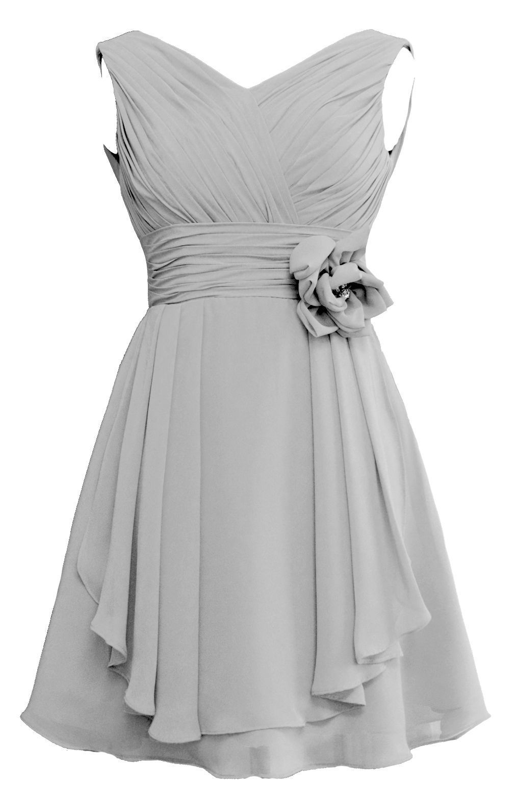 Simple Mini Short Homecoming Dress, V-neck With Flower Chiffon Cocktail Dress, Mini Short Prom Dress