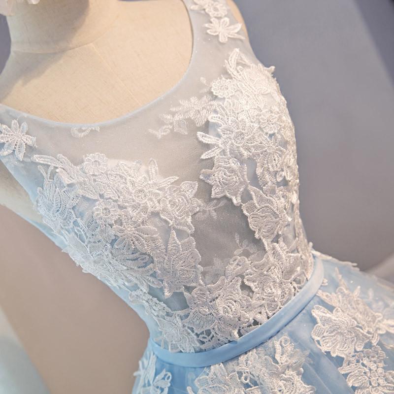 Elegant Light Blue And Ivory Lace Short Simple Homecoming Dresses on Luulla
