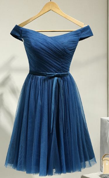 Dark Blue Homecoming Dress, Semi Formal Occasion Dress Short
