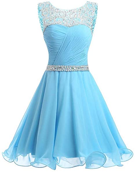 Pale Blue Short Homecoming Dress With Keyhole Back