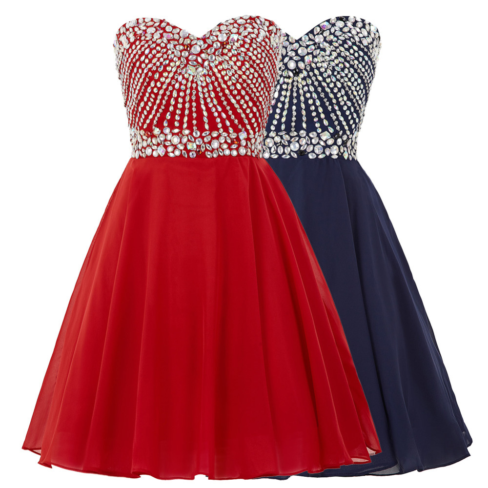 Sweetheart Prom Dress,Chiffon Prom Dress,Short Prom Dress,Crystal Prom Gown,Pretty Girl Dress