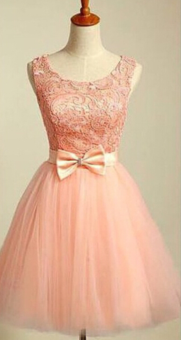 Pink Tulle Short Prom Dress,Cute Homecoming Dress,,Lace Evening Dress,Cute Bridesmaid Dresses, Lovely Party Dress
