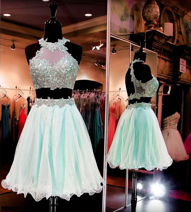Backless Prom Dress,sexy Prom Dress,prom Gown, Two Piece Prom Gowns,tulle Homecoming Dress