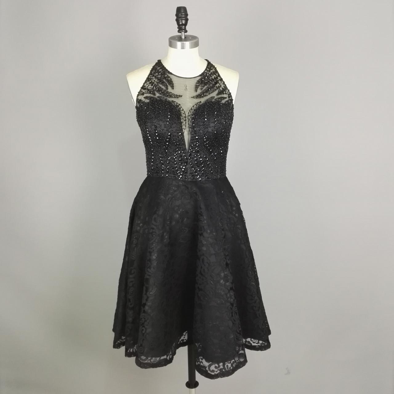 Charming Prom Dress,sexy O Neck Prom Dress,sleeveless Prom Gown,black Beaded Short Prom Party Dress