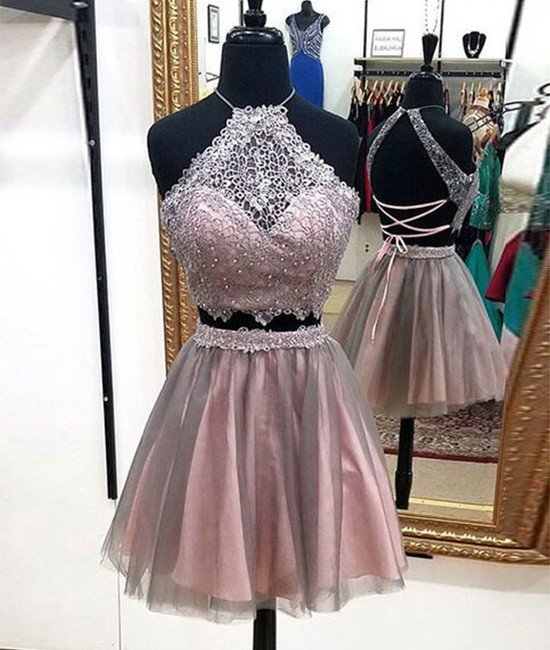 Two Piece Prom Dress,tulle Prom Dress,two Pieces Homecoming Dress,short Homecoming Dresses