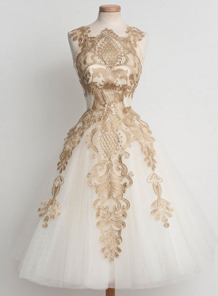 Vintage Homecoming Dresses, Short Prom Dresses With Champagne Appliques, Prom Party Dresses