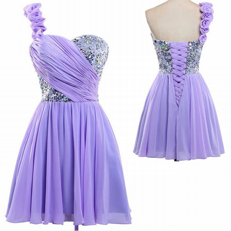 Short Purple Bridesmaid Dress, One Shoulder Bridesmaid Dress, Junior Bridesmaid Dress, Homecoming Dress