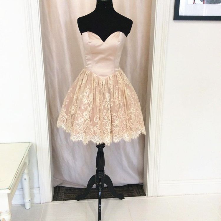 Satin And Lace Homecoming Dress,pink Cocktail Dress, Party Dress Short,lace Graduation Dress