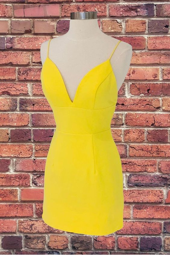 Homecoming Dresses,simple Yellow Mini Homecoming Dress, Short Prom Dresses,sexy Party Dress