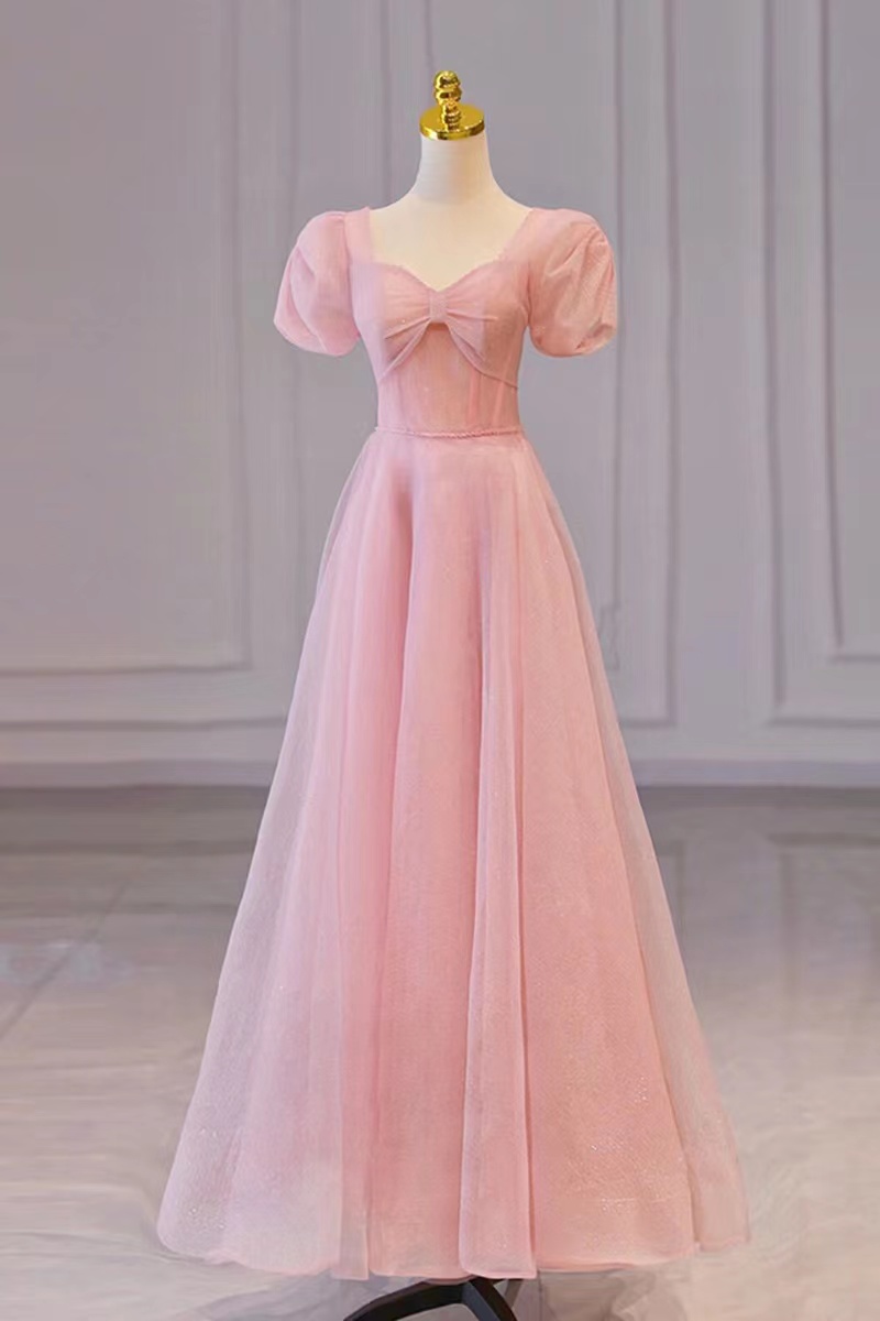 Off shoulder prom dress,pink party dress,cute evening dress