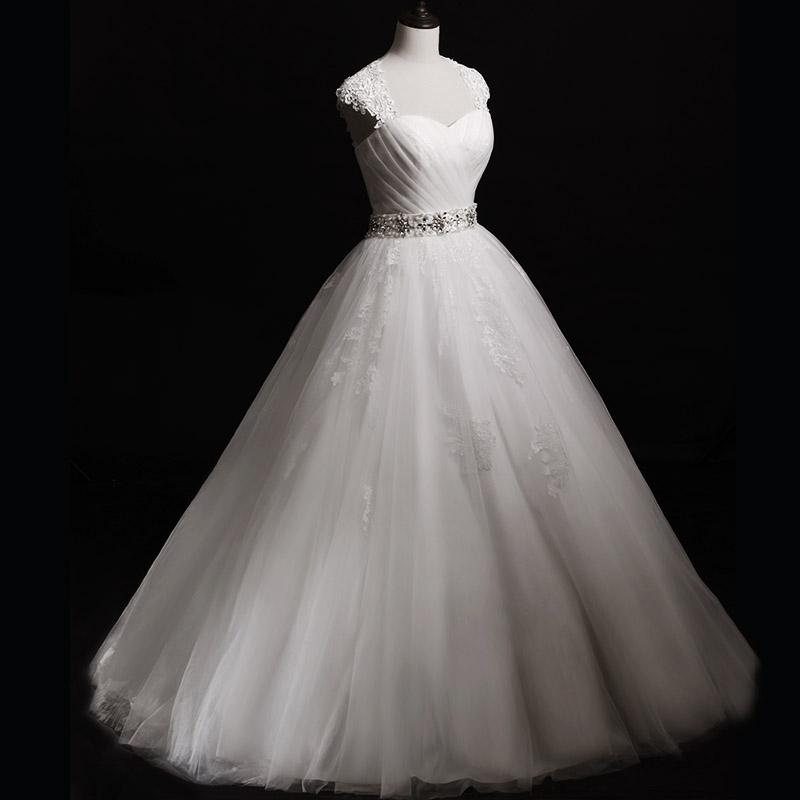 Wedding Gowns,ball Gown Wedding Dress,cap Sleeve Floor Length Bridal Dresses, Wedding Dresses