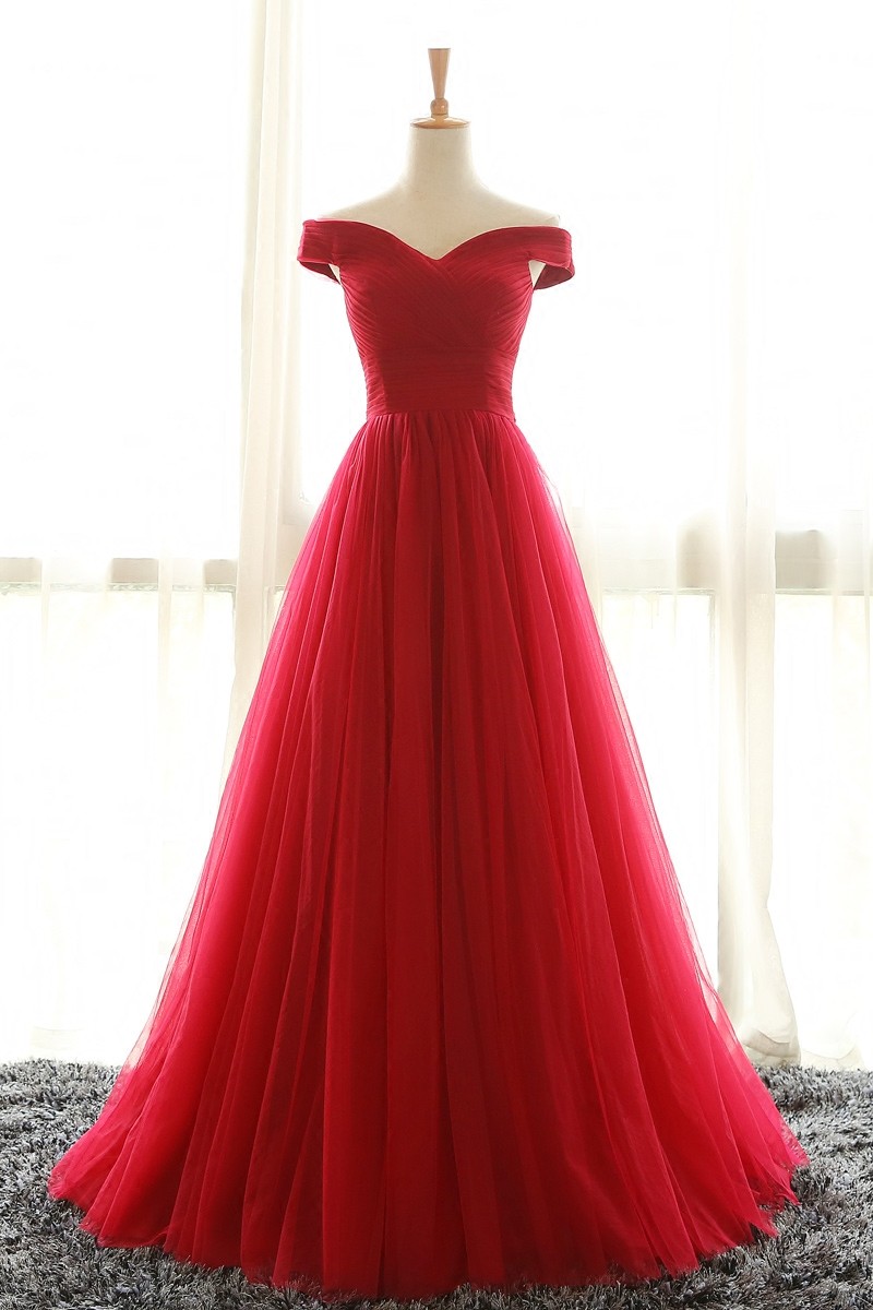 Formal Dresses Long,cap Sleeves Tulle Prom Dresses,a Line Evening Party Dresses,real Party Gown