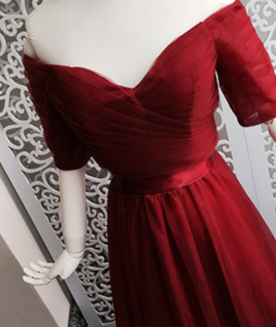 Lovely A-line Tulle Strapless Long Prom Dress, A-Line Tulle Formal Party Dress