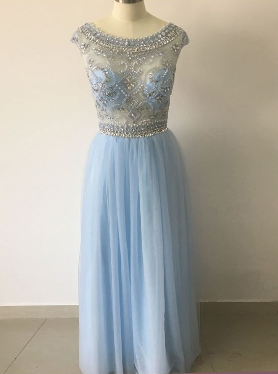 A Line Tulle Formal Prom Dress, Beautiful Long Prom Dress, Banquet Party Dress