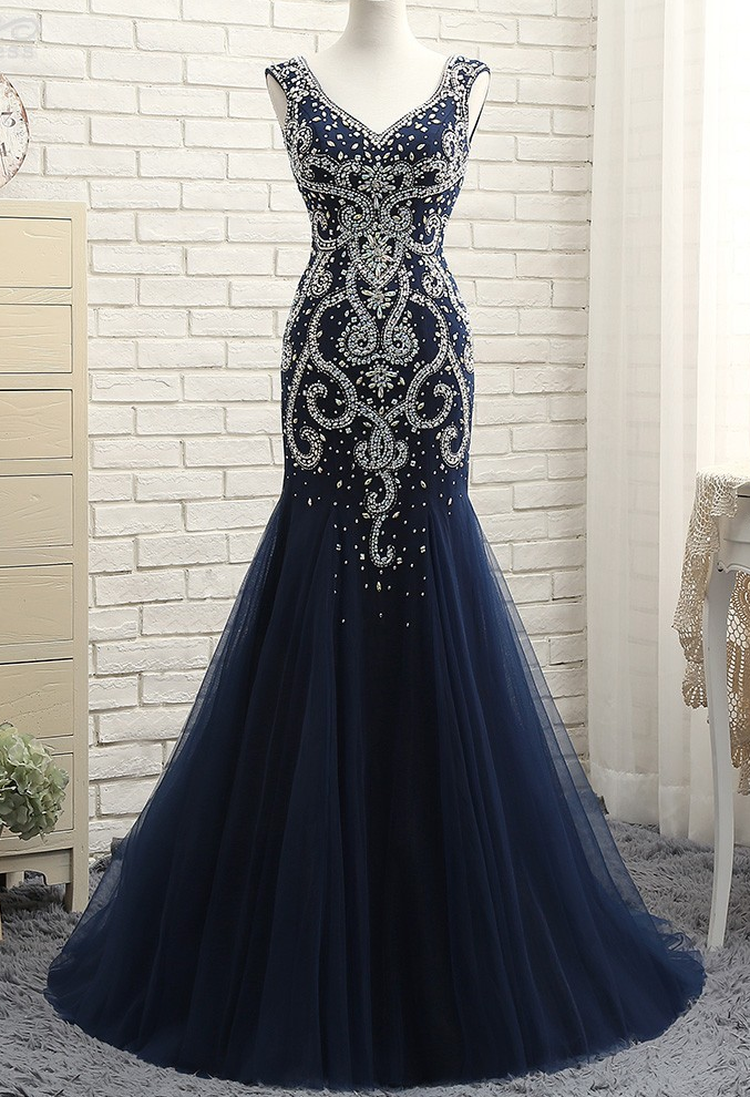Elegant Backless Tulle Formal Prom Dress, Beautiful Long Prom Dress, Banquet Party Dress