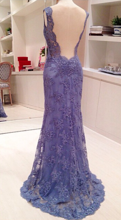 Simple v neck backless long prom dress full of charm evening dress