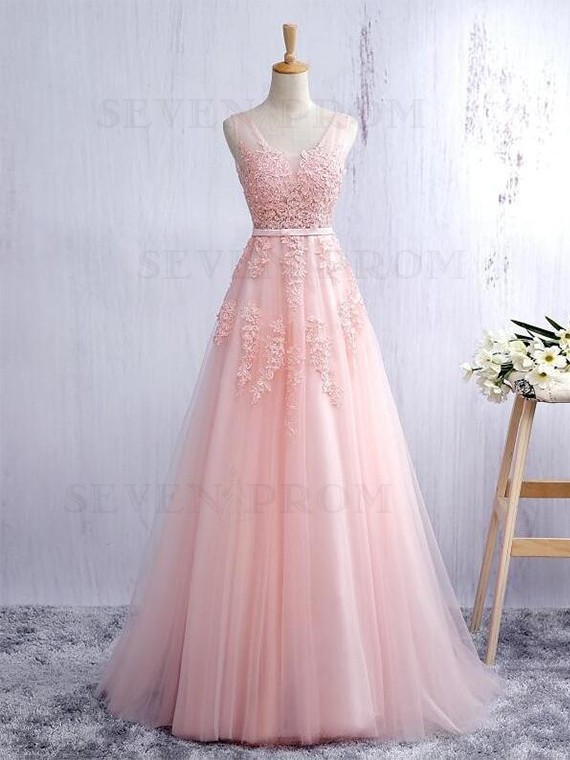 Elegant A Line Appliques Formal Prom Dress, Beautiful Long Prom Dress, Banquet Party Dress