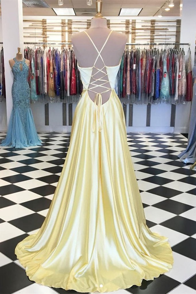 Simple A-line Backless Long Prom Dress, Evening Dress