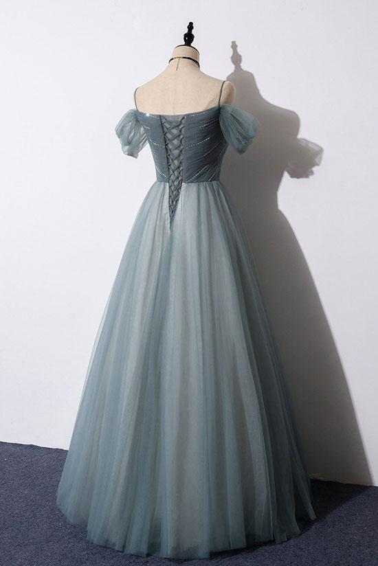 Elegant A Line Sweetheart Tulle Formal Prom Dress Beautiful Long Prom