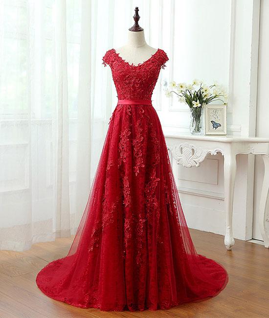 Elegant Tulle Applique A-line Formal Prom Dress, Beautiful Long Prom Dress, Banquet Dress