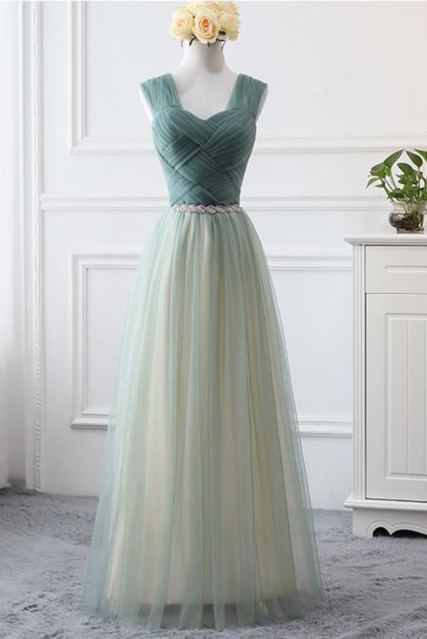 Elegant Sweetheart A Line Open Back Tulle Formal Prom Dress, Beautiful Long Prom Dress, Banquet Party Dress